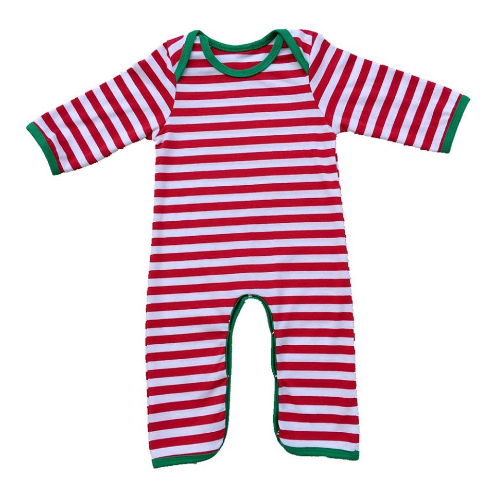 Infant Baby Red Stripe Christmas Pajama Romper - Nico Bella Boutique