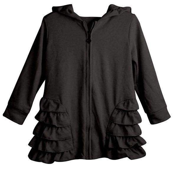 Black Girls Ruffle Zip Up Hood Cardigans - Nico Bella Boutique
