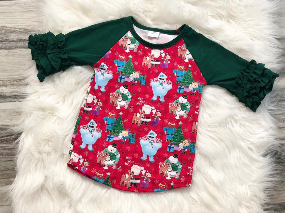 Rudolph Christmas Icing Raglan - Nico Bella Boutique