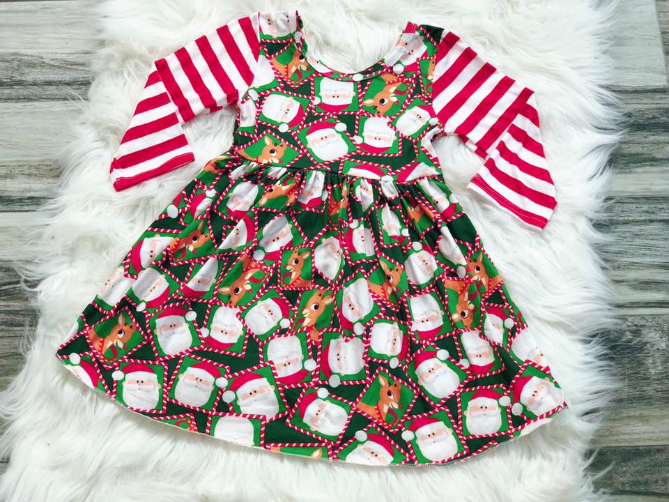 Rudolph Santa Christmas Twirl Dress - Nico Bella Boutique