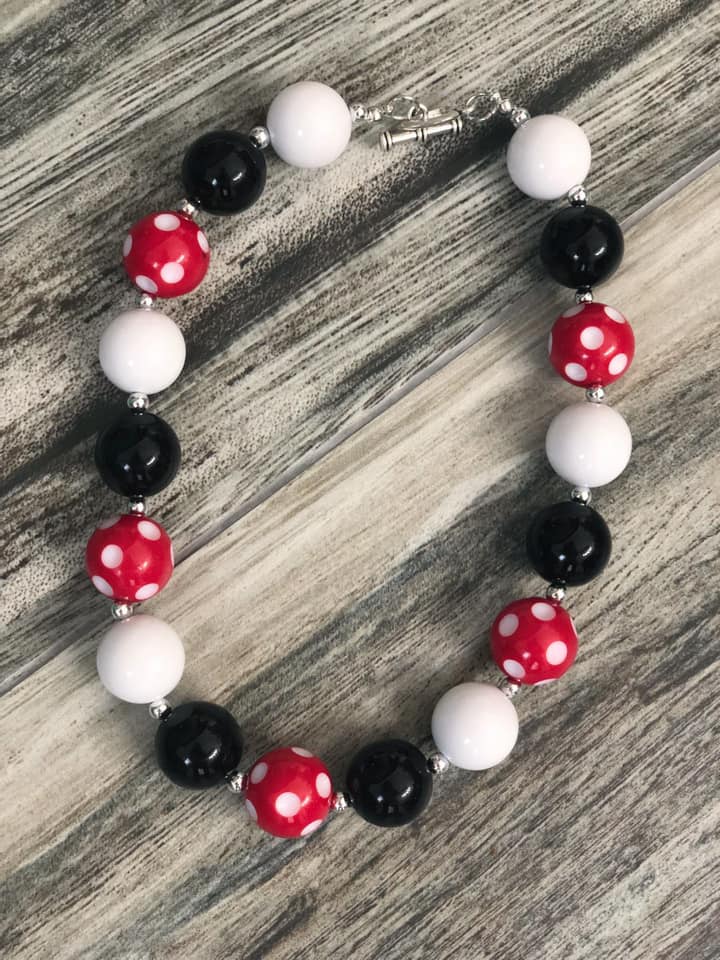 Black & Red Polka Dot Bubblegum Necklace - Nico Bella Boutique