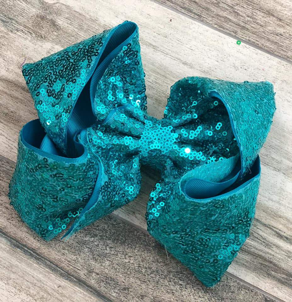 Turquoise Sequin Bow - Nico Bella Boutique