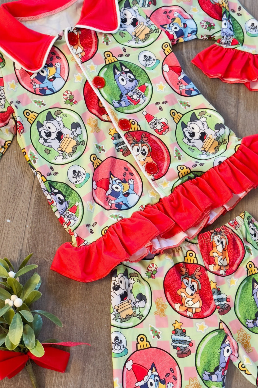 Girls Bluey Christmas Ruffle Christmas Pajama Set - Double Take Western Boutique