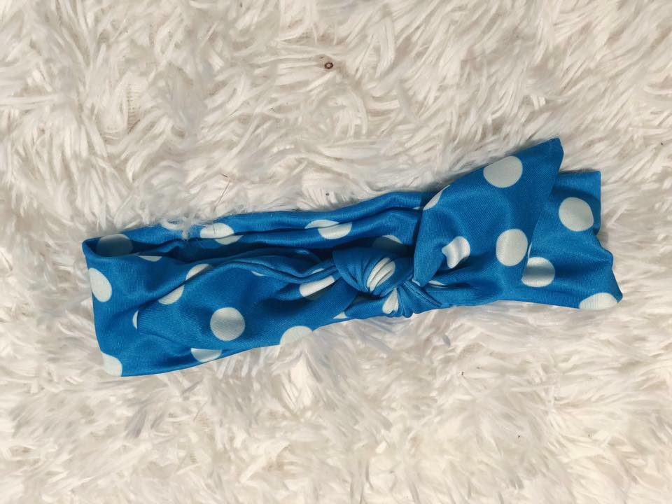 Blue Polka Dot Knot Headband - Nico Bella Boutique