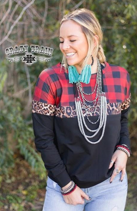 Breckenridge Pullover - Buffalo Plaid Leopard - Nico Bella Boutique