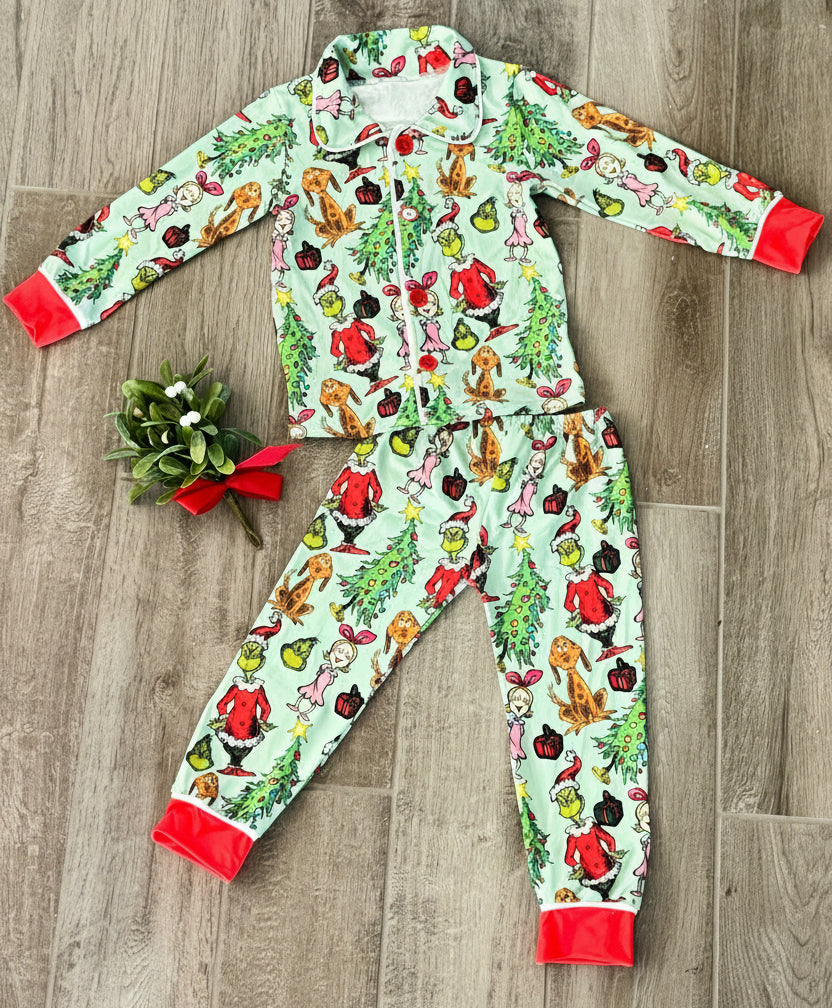 Grinch Cindy Lou and Max Christmas Pajama Set - Double Take Western Boutique