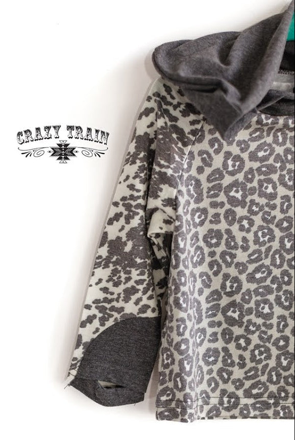 Girls Rodeo Drive Leopard Cowhide Hoodie - Double Take Western Boutique