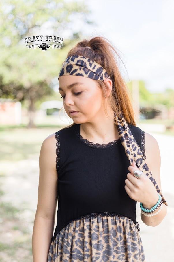 Lake Tahoe Leopard Headscarf - Nico Bella Boutique