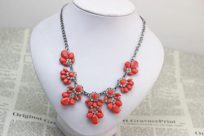 Red Gem Statement Necklace - Nico Bella Boutique