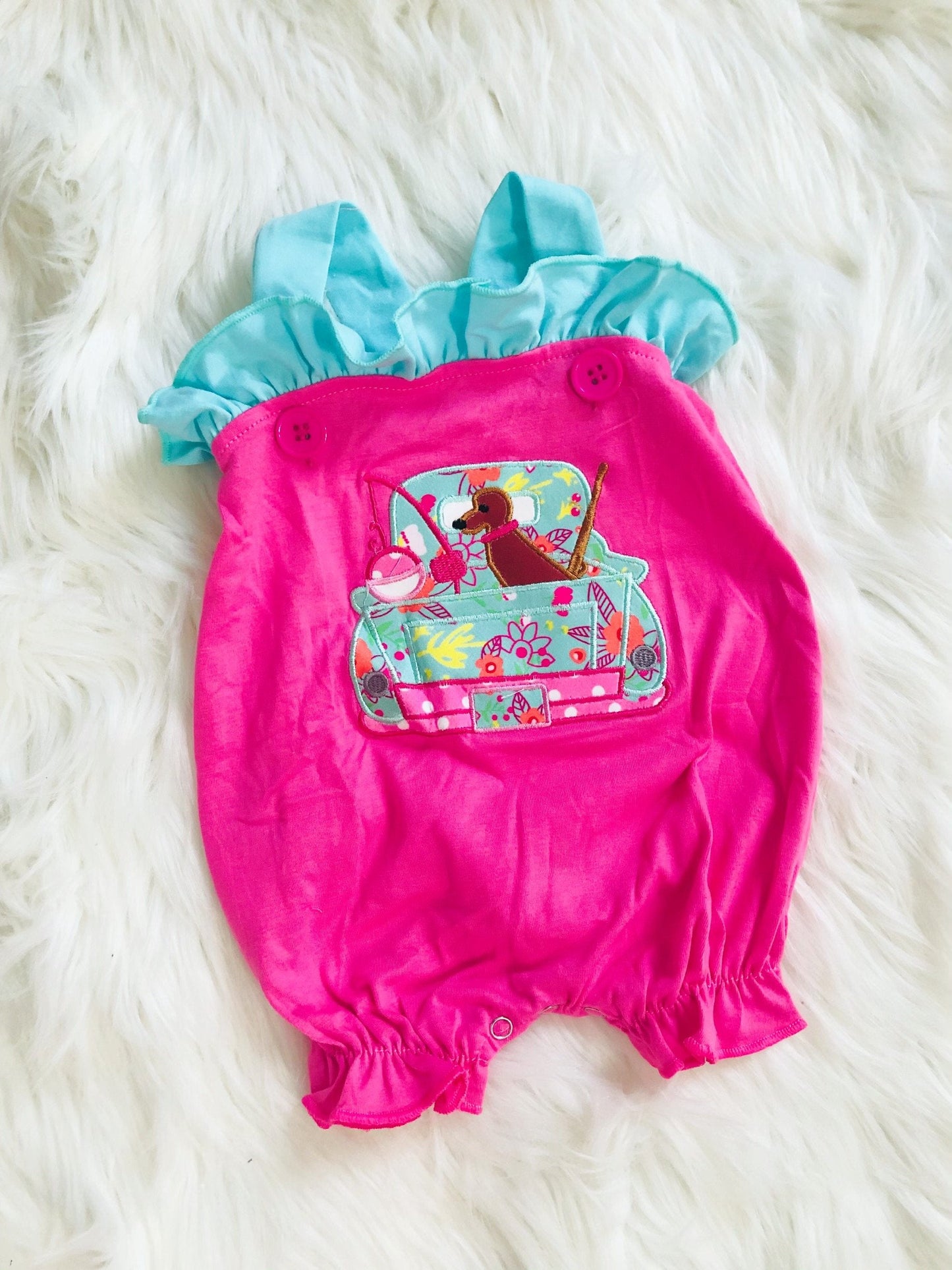 Hunting Fishing Applique Bubble Romper - Nico Bella Boutique