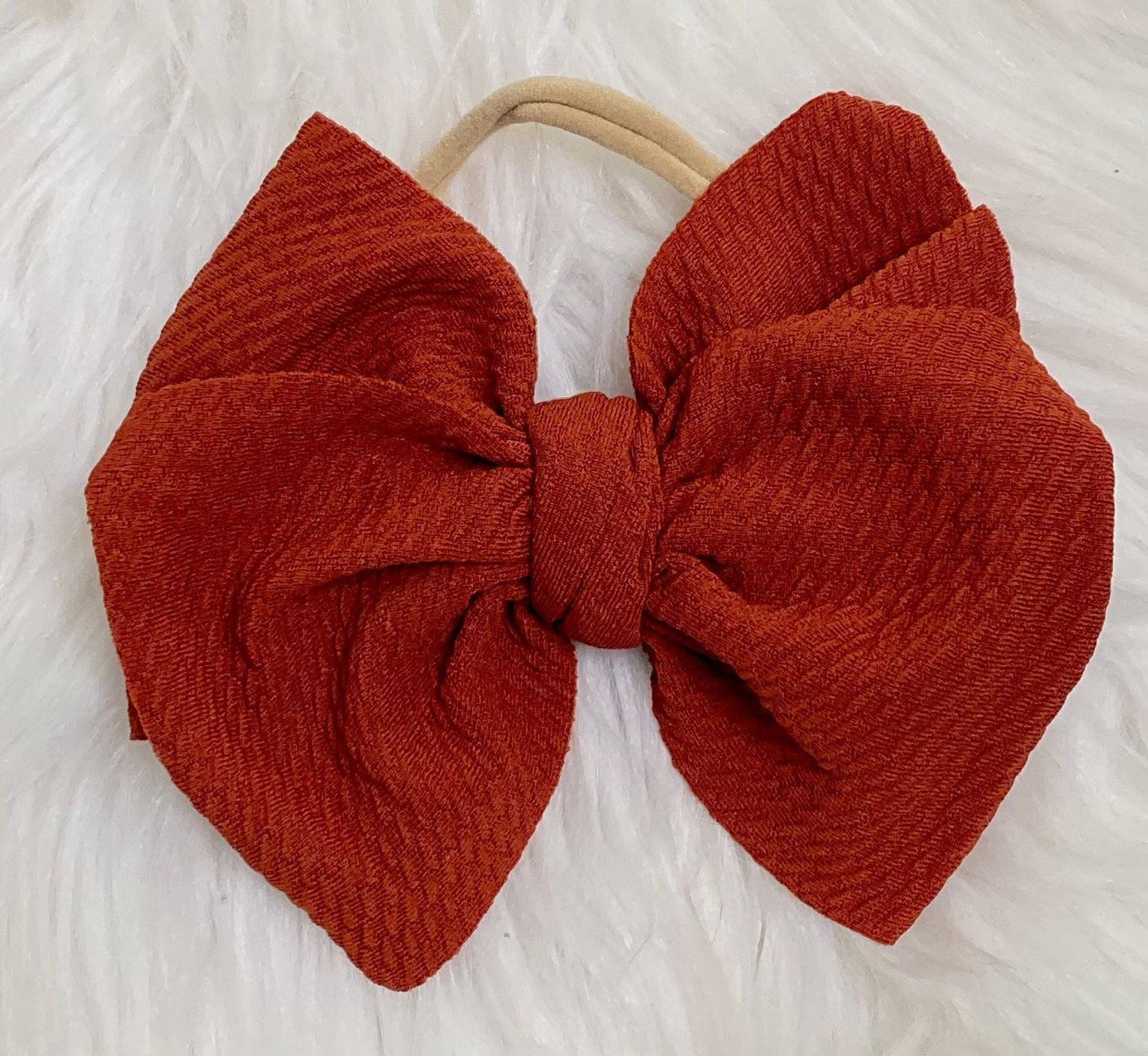 Cinnamon Nylon Baby Bow Headband - Nico Bella Boutique