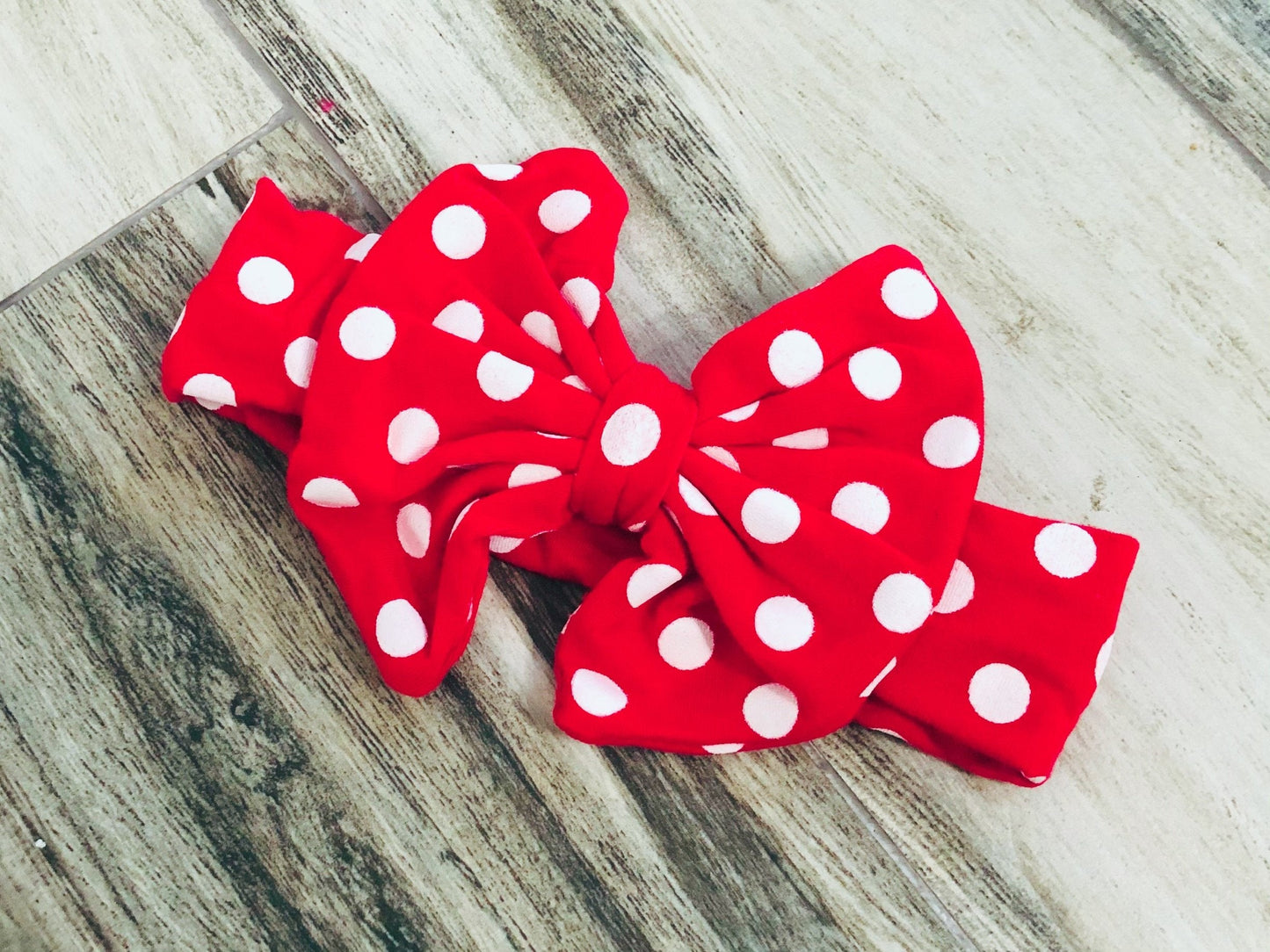 Red Polka Dot Messy Bow Headband - Nico Bella Boutique