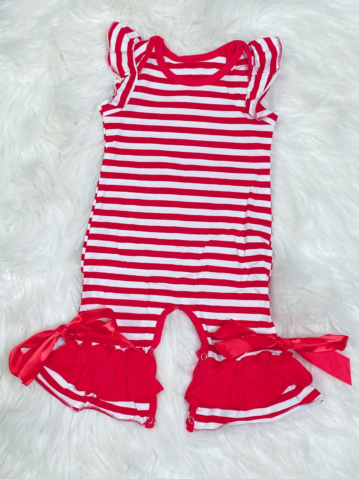 Red and White Stripe Romper - Nico Bella Boutique