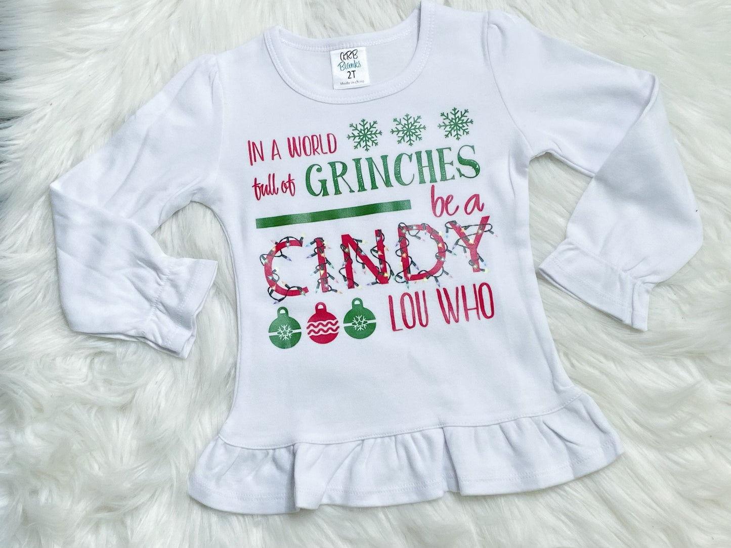 Be a Cindy Lou Who Ruffle Long Sleeve Shirt - Nico Bella Boutique