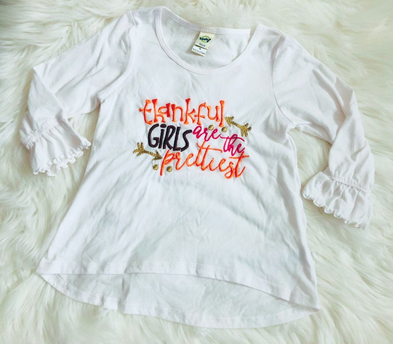 Thankful Girls are the Prettiest Embroidered Hi-Lo Shirt - Nico Bella Boutique