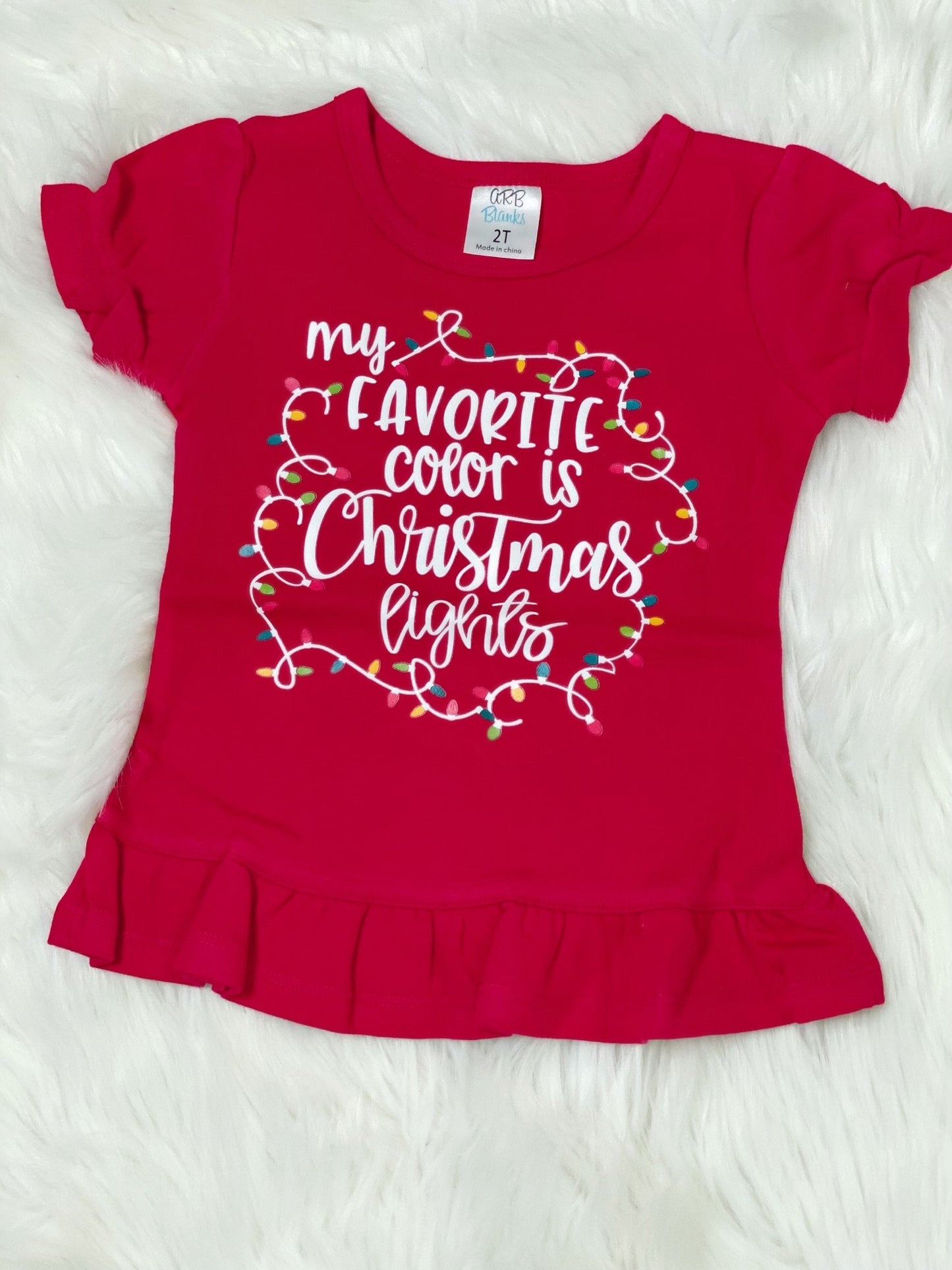My Favorite Color is Christmas Lights Red Puff Ruffle Short Sleeve Shirt - Nico Bella Boutique