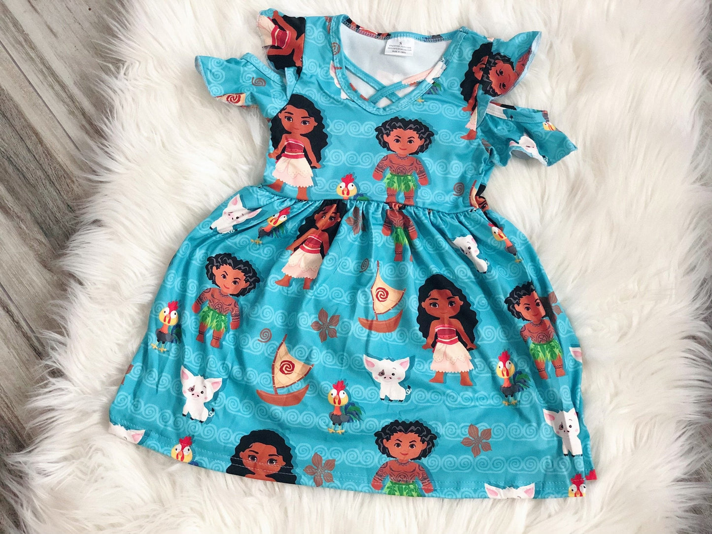 Moana Girls Cold Shoulder Dress - Nico Bella Boutique