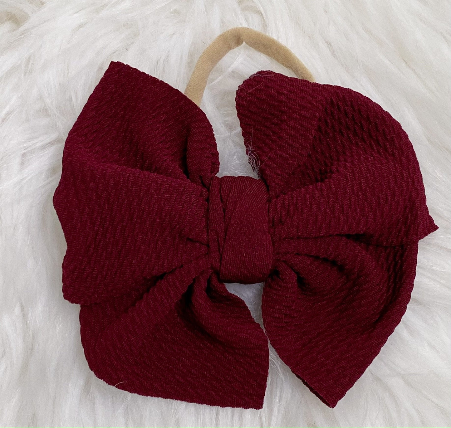 Wine Nylon Baby Bow Headband - Nico Bella Boutique