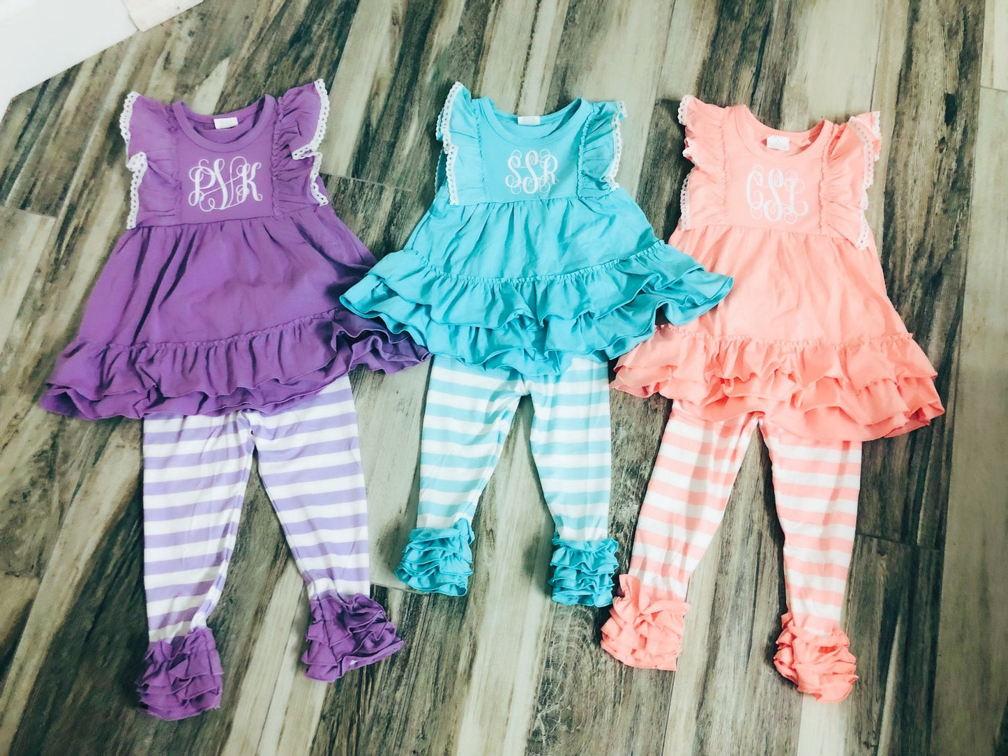 Pink Stripe Monogram Set - Nico Bella Boutique