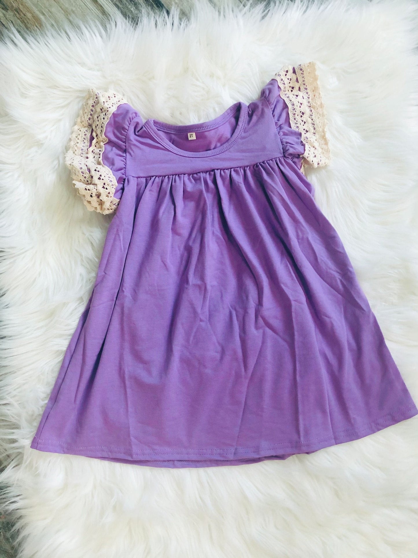 Lavender Crochet Pearl Dress - Nico Bella Boutique