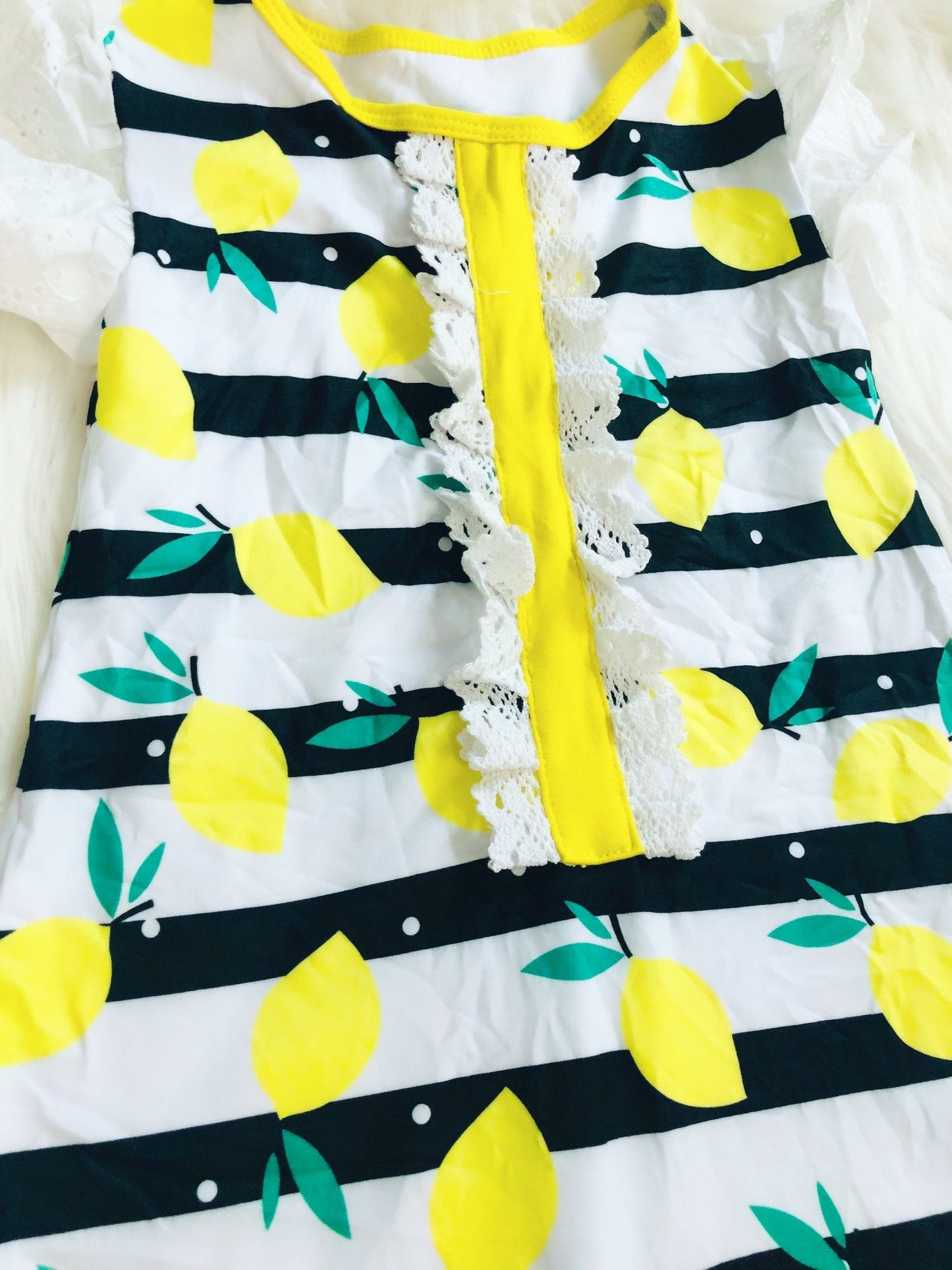 Lemon Stripe Romper - Nico Bella Boutique