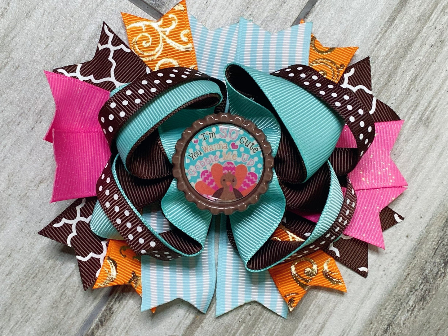 Gobble Me Up Turkey Hair Bow - Nico Bella Boutique