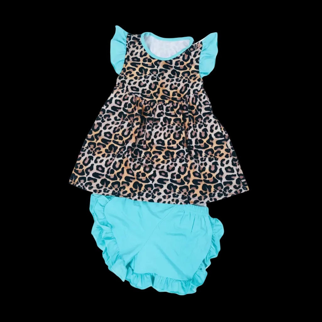 Turquoise Leopard Short Set - Nico Bella Boutique