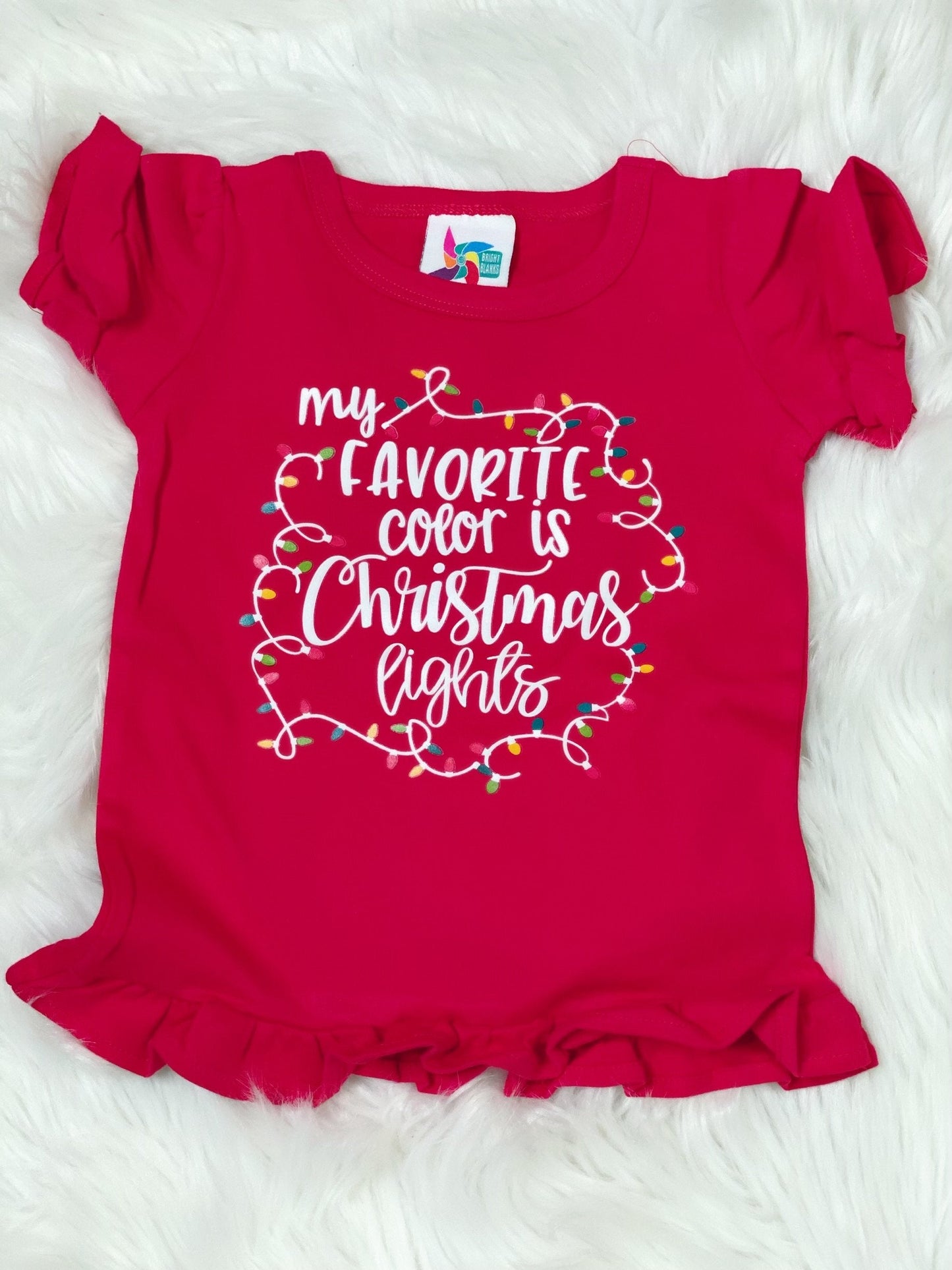 My Favorite Color is Christmas Lights Red Ruffle Short Sleeve Shirt - Nico Bella Boutique