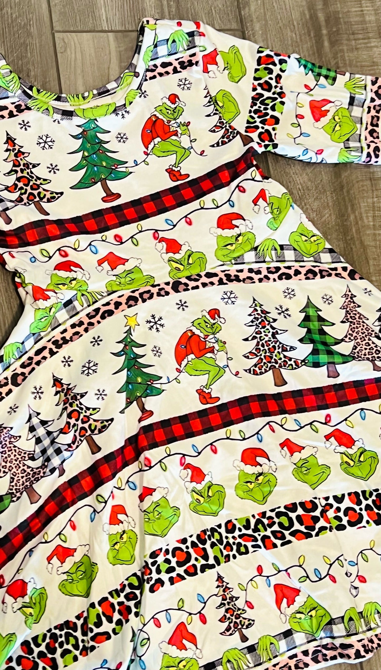 Grinch Holiday Stripe Twirl Dress