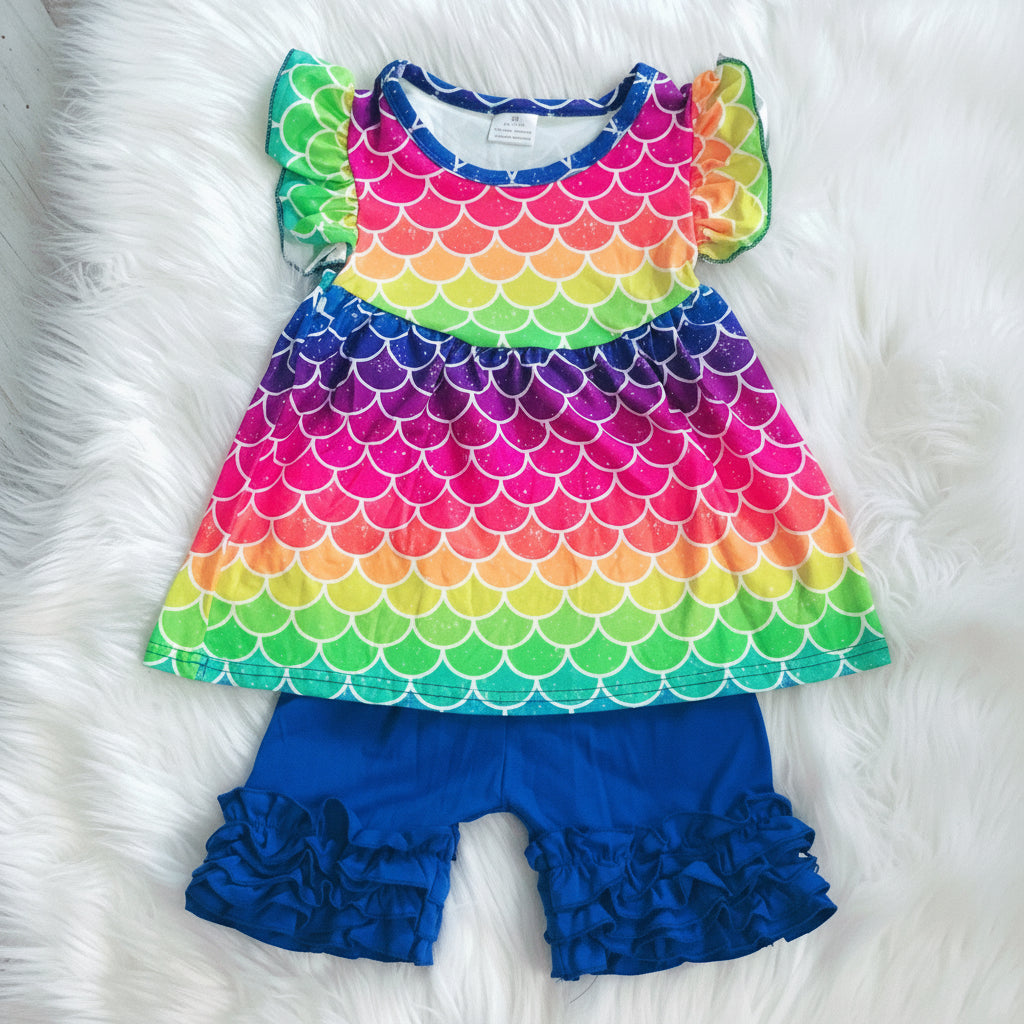 Rainbow Mermaid Short Set - Nico Bella Boutique