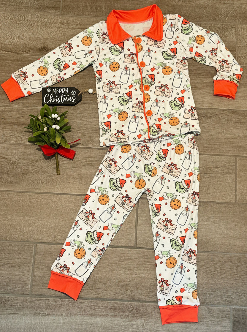 Grinch Milk & Cookies Christmas Pajama Set