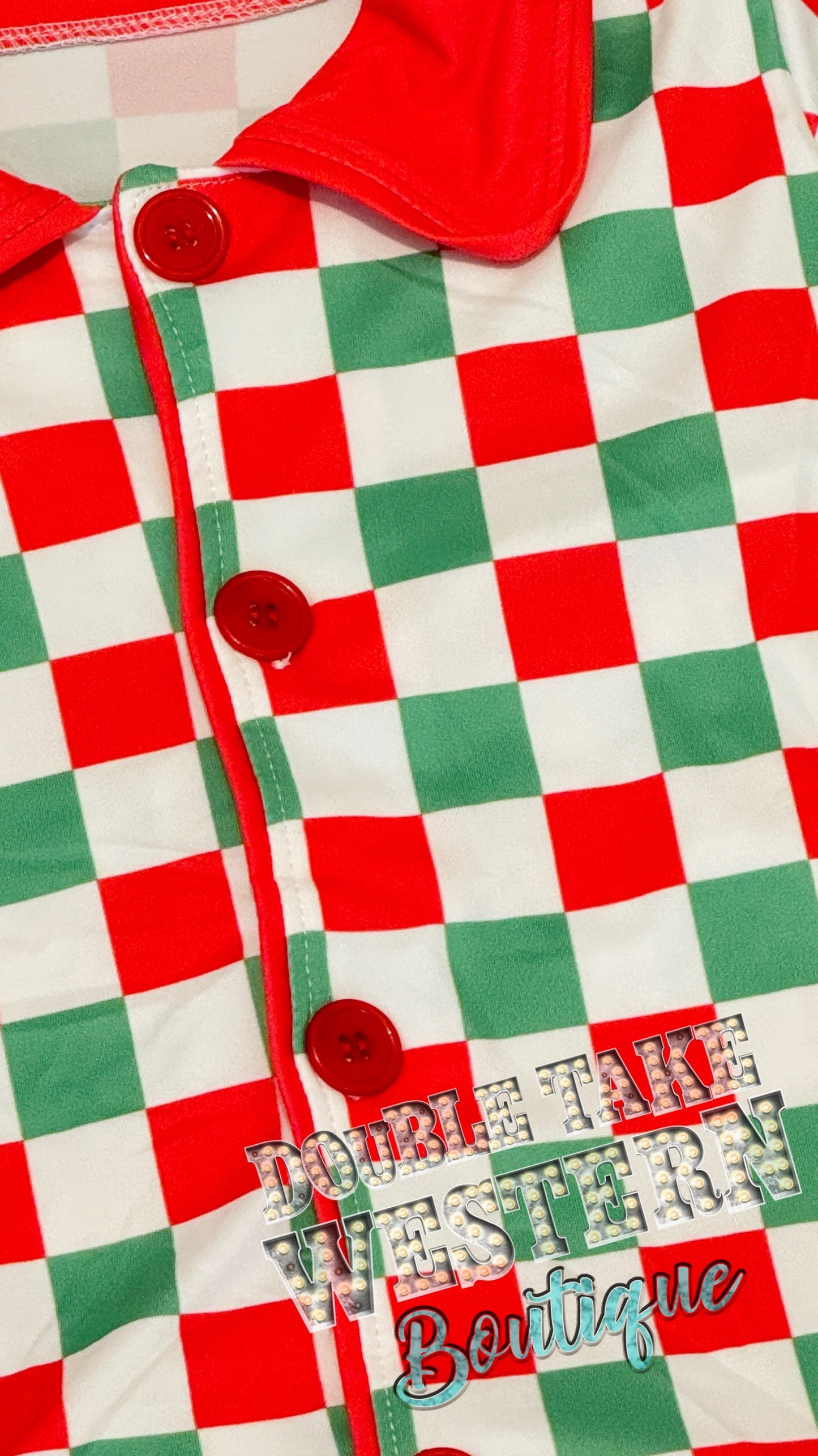 Girls Checkered Christmas Pajama Set - Double Take Western Boutique