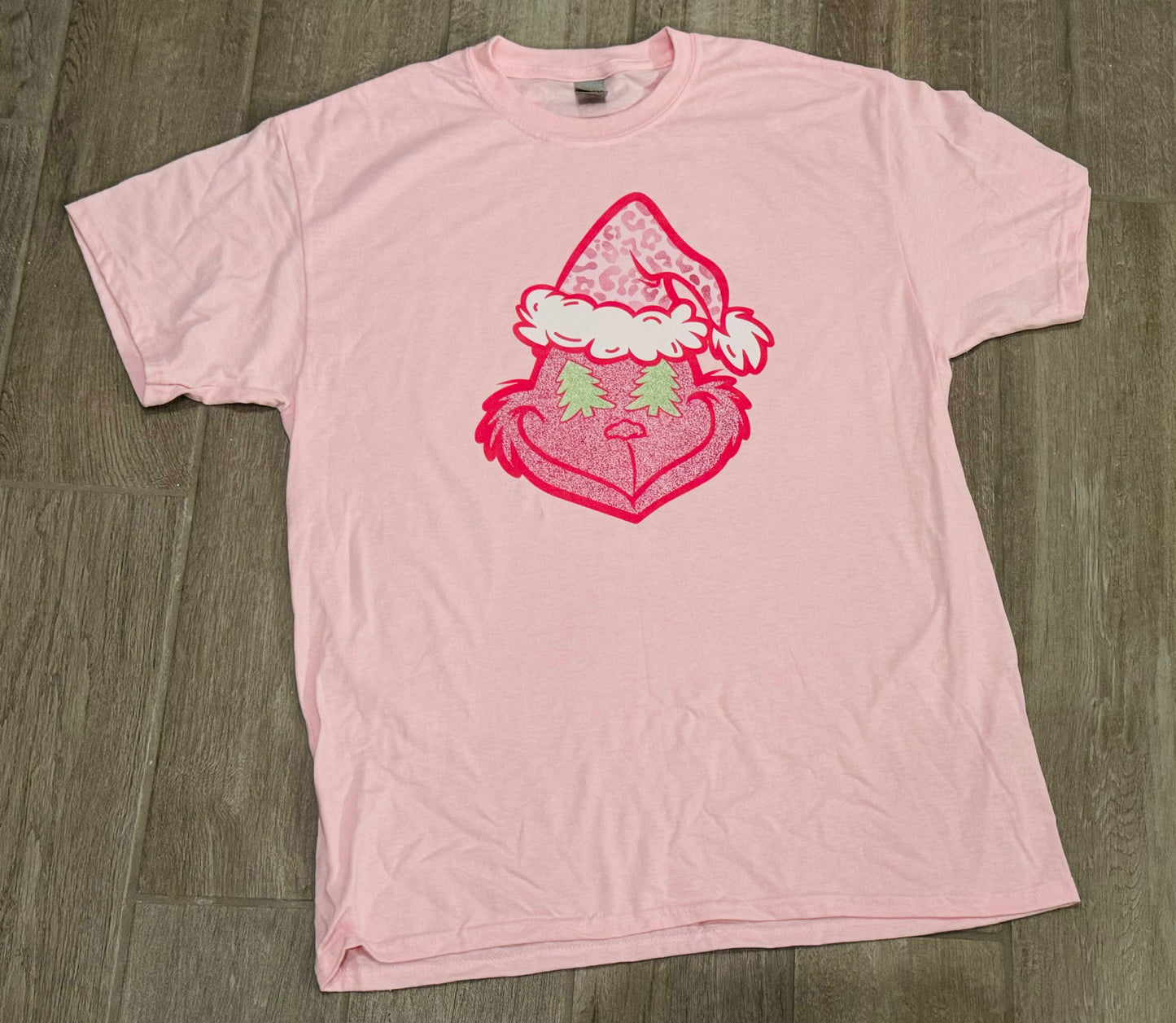 Adult Pink Grinch Face Christmas Graphic Tee - Double Take Western Boutique