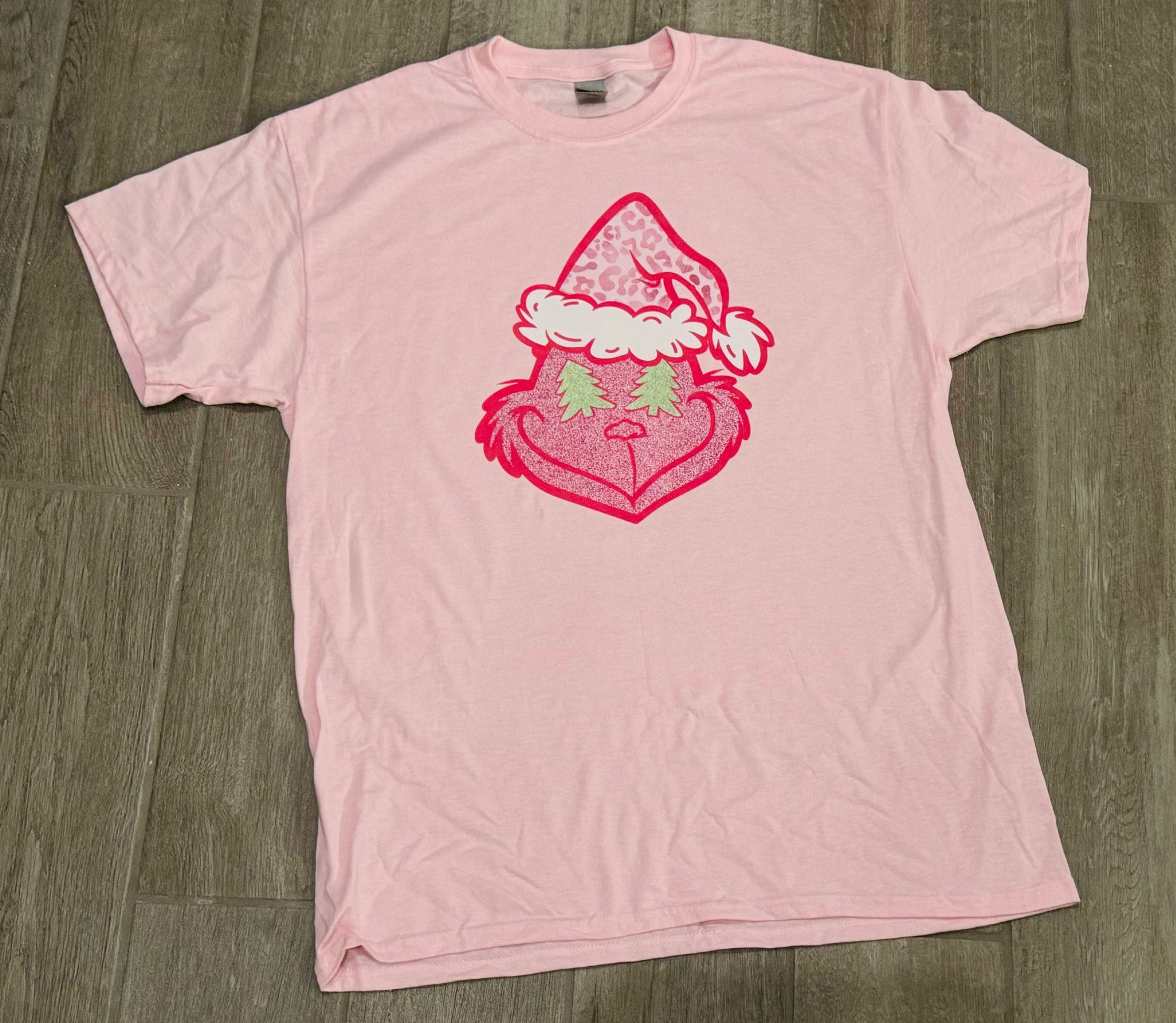 Adult Pink Grinch Face Christmas Graphic Tee - Double Take Western Boutique
