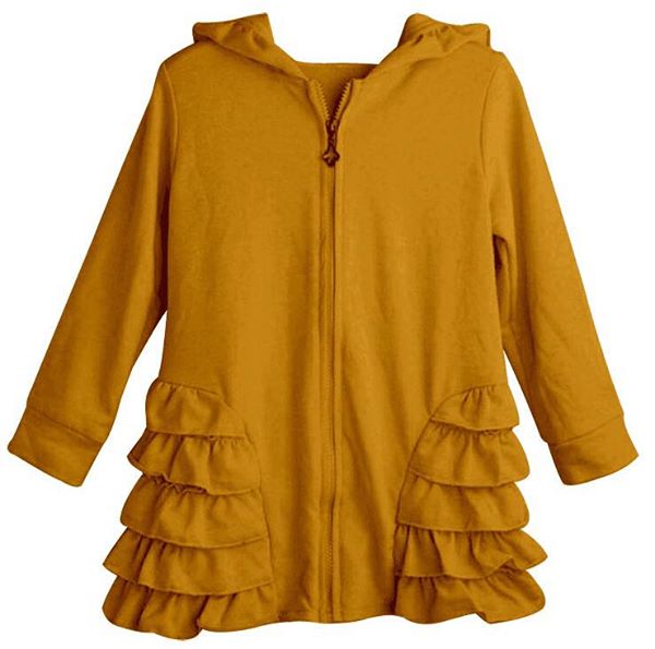 Mustard Girls Ruffle Zip Up Hood Cardigans - Nico Bella Boutique 