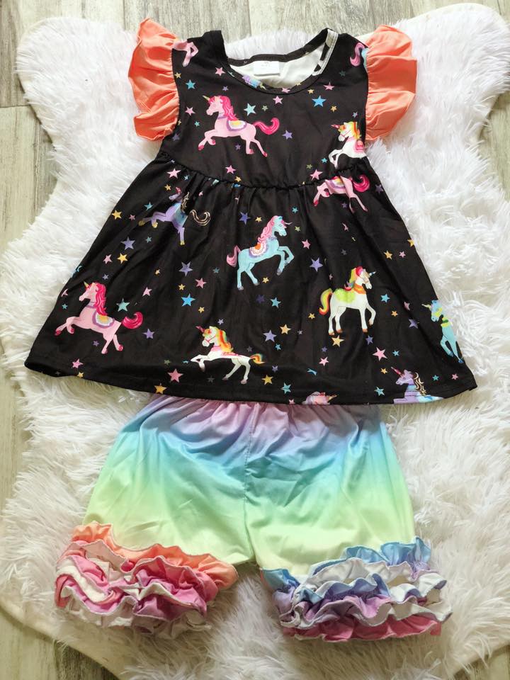 Unicorn Rainbow Short Set - Nico Bella Boutique 
