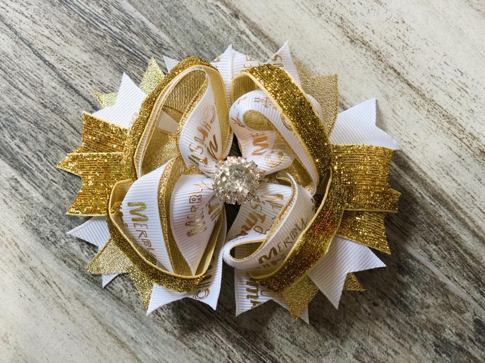 Merry Christmas Gold Bow - Nico Bella Boutique 