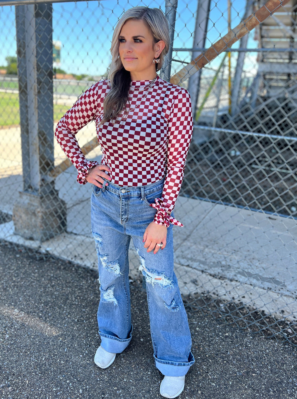Pep Rally Mesh Top - Maroon