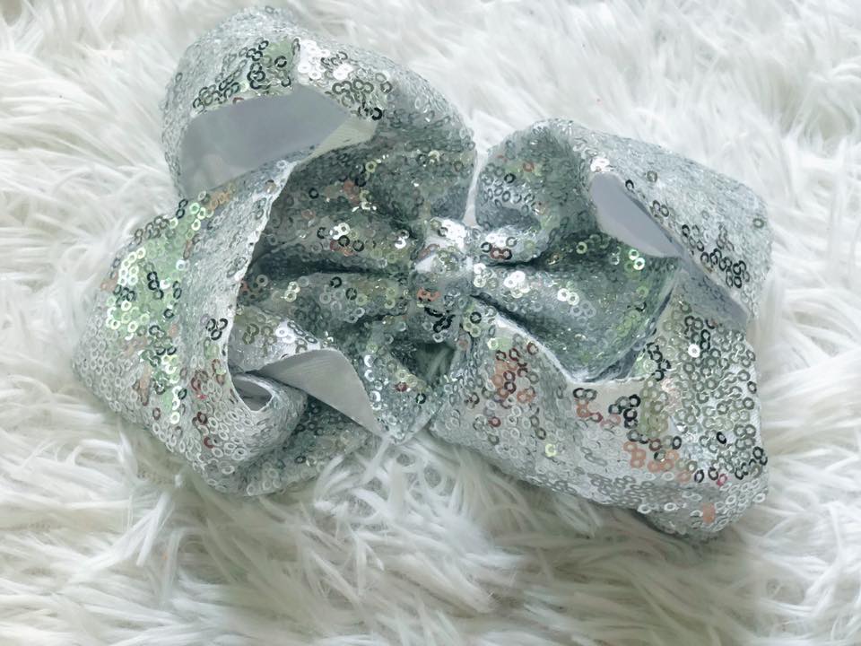 Silver Sequin Bow - Nico Bella Boutique 
