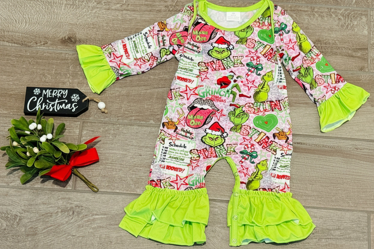 Grinch Mean One Baby Girl Romper