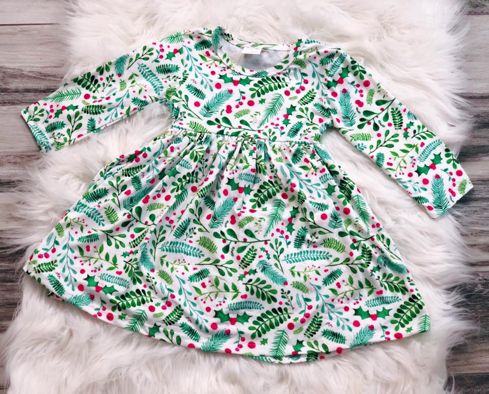 Holly Christmas Dress - Nico Bella Boutique 