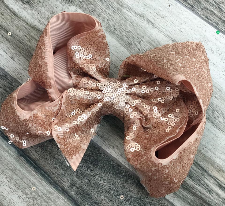 Beige Sequin Bow - Nico Bella Boutique 