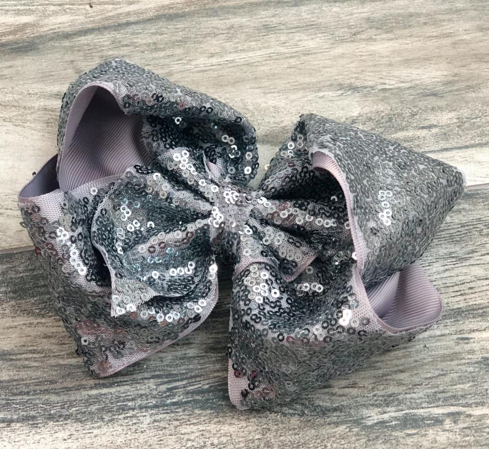 Charcoal Sequin Bow - Nico Bella Boutique 