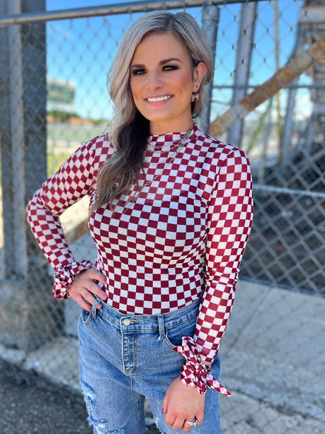 Pep Rally Mesh Top - Maroon