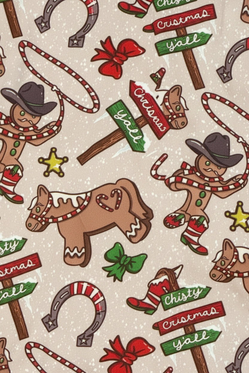 Gingerbread Cowboy Christmas Pajama Set