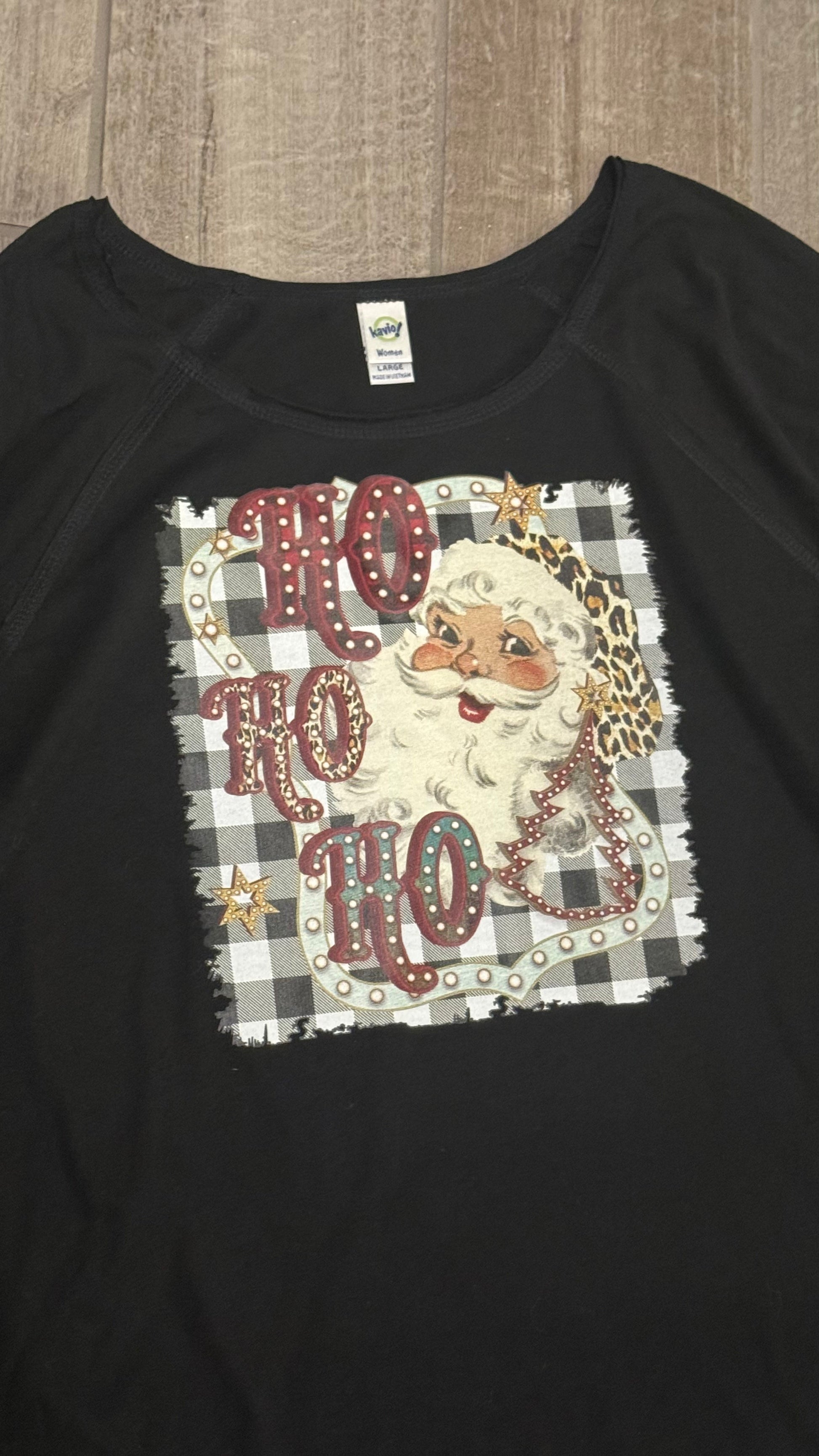 Womens Ho Ho Ho Vintage Santa Christmas Graphic Shirt - Double Take Western Boutique