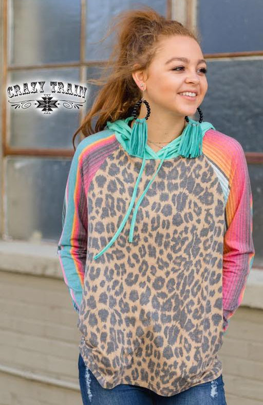 YAS GIRL LEOPARD SERAPE HOODIE - Nico Bella Boutique 