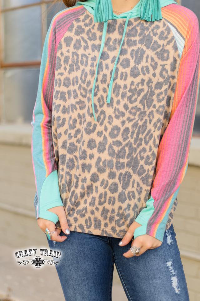 YAS GIRL LEOPARD SERAPE HOODIE - Nico Bella Boutique 