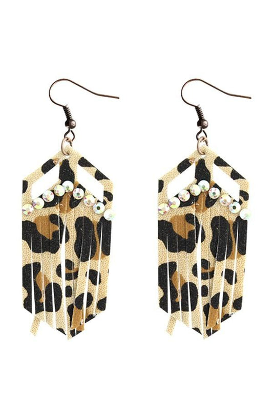 Leopard Fringe Cut Crystal Earrings - Nico Bella Boutique 