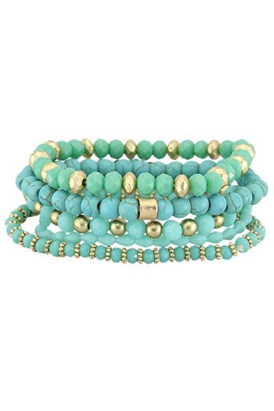 Turquoise and Gold Layered Bracelet Set - Nico Bella Boutique 